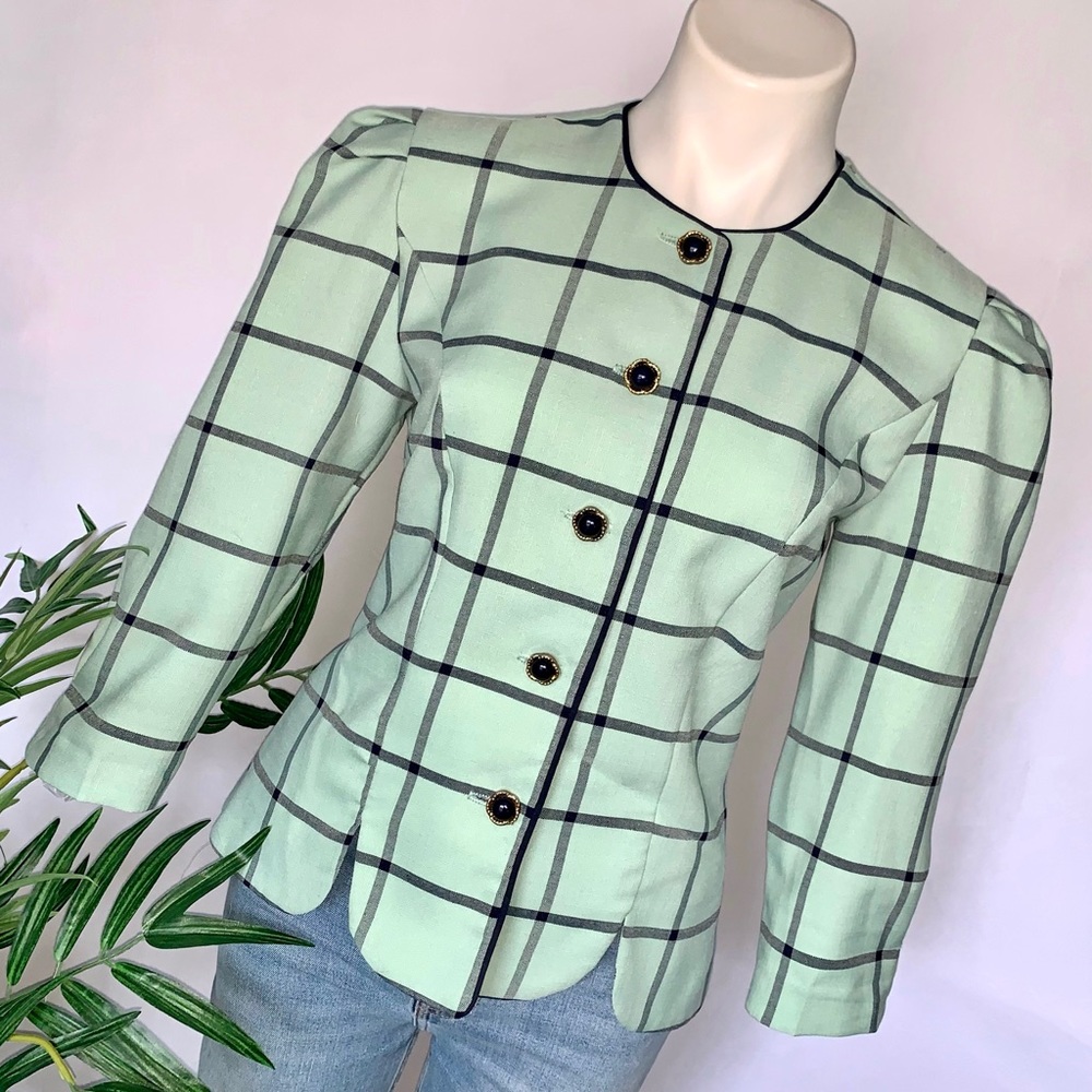 V I N T A G E :: Preppy Plaid Windowpane Boxy Sca… - image 8